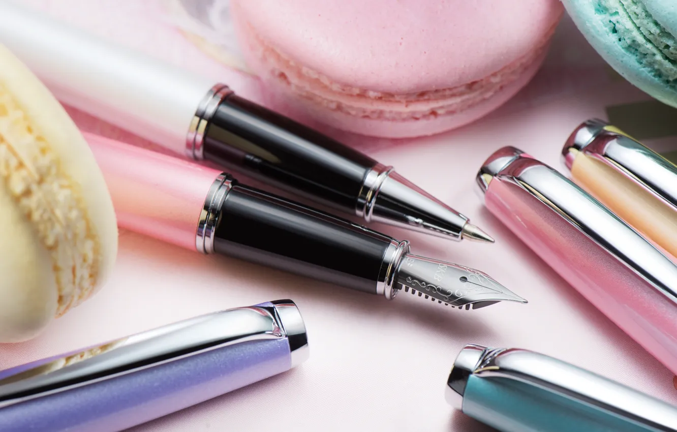 Photo wallpaper feathers, handle, the office, macaroon