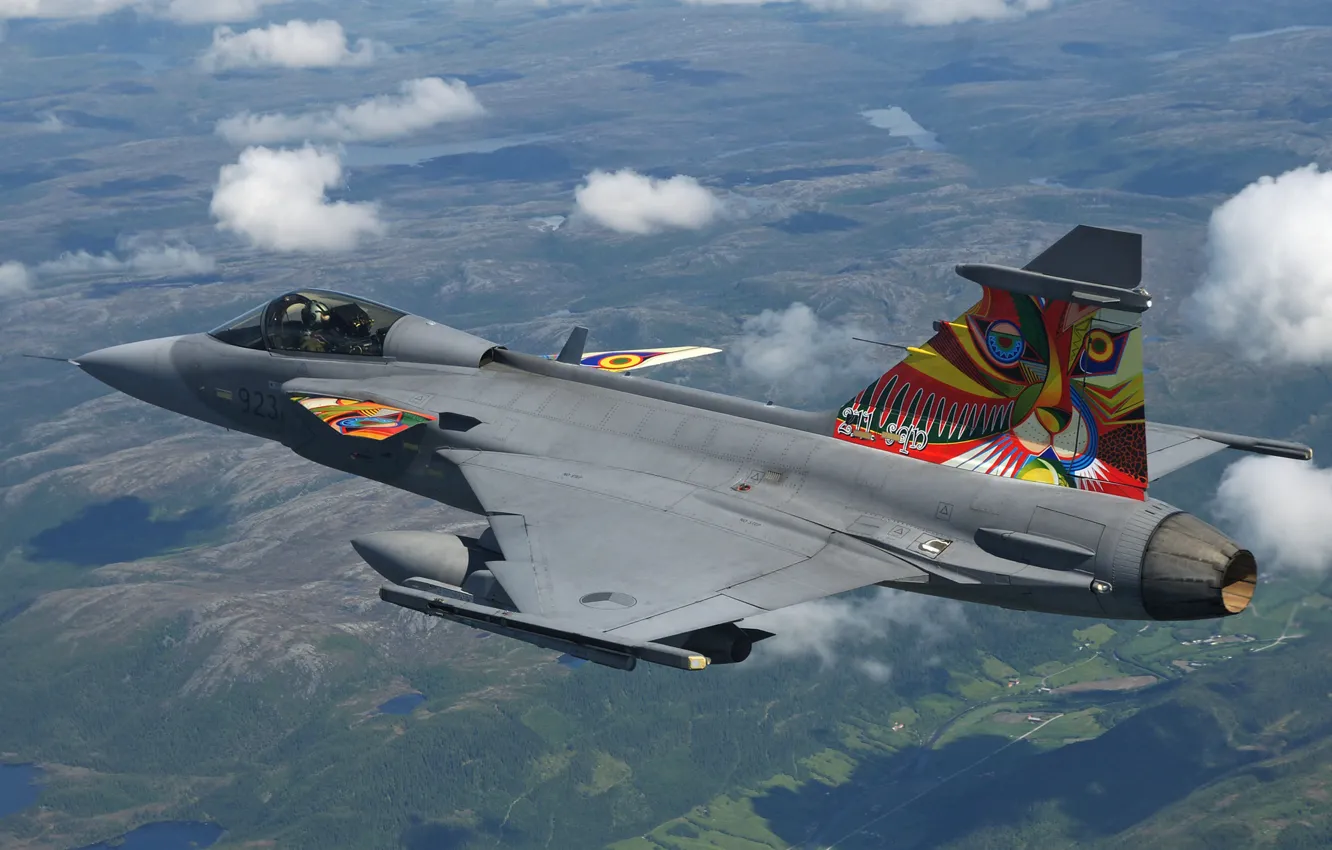 Photo wallpaper fighter, multipurpose, Gripen, CAN JAS 39