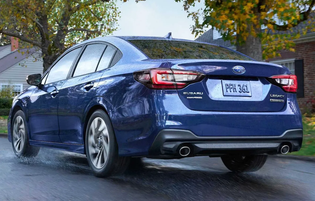 Photo wallpaper movement, street, home, rear view, Subaru Legacy, 2022