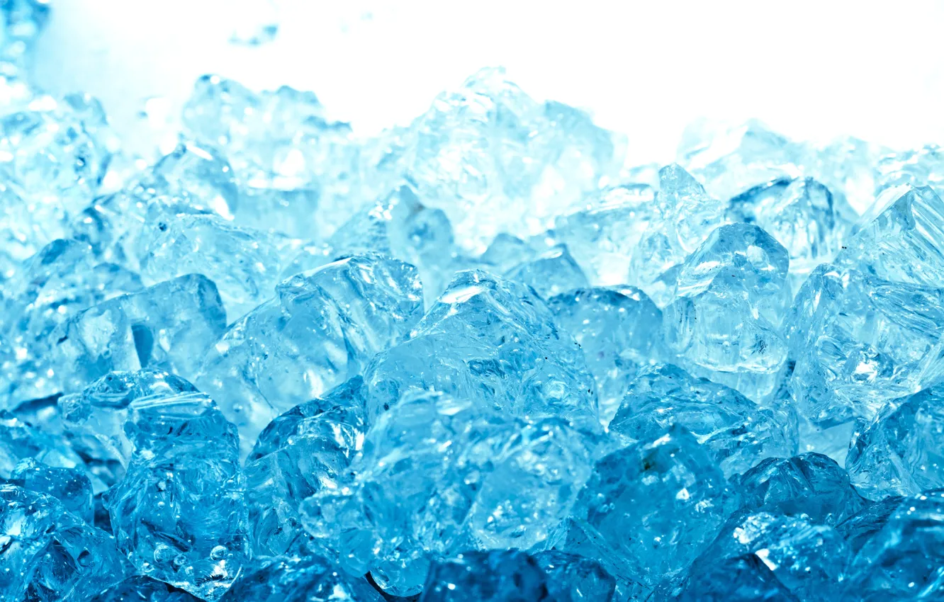 Photo wallpaper ice, water, macro, blue, blue, cubes