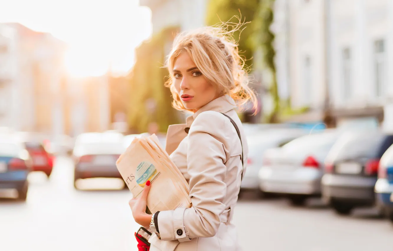 Photo wallpaper girl, amazing, looking, posing, jacket, trendy