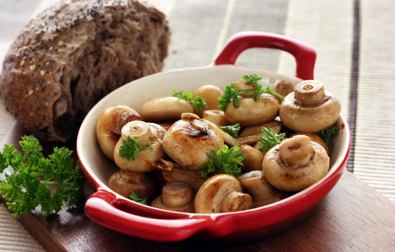Photo wallpaper mushrooms, food, bread