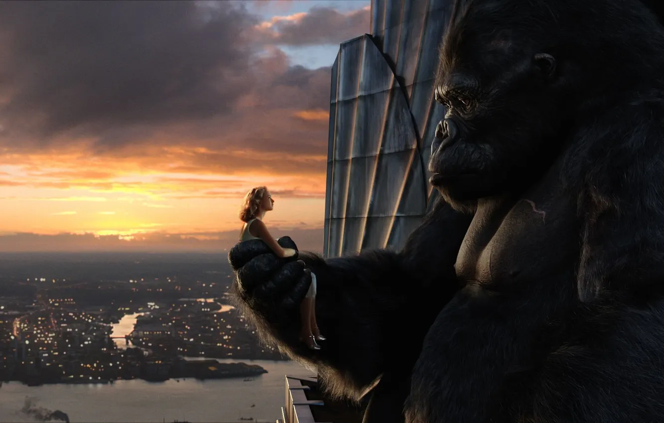 Photo wallpaper girl, frame, King Kong