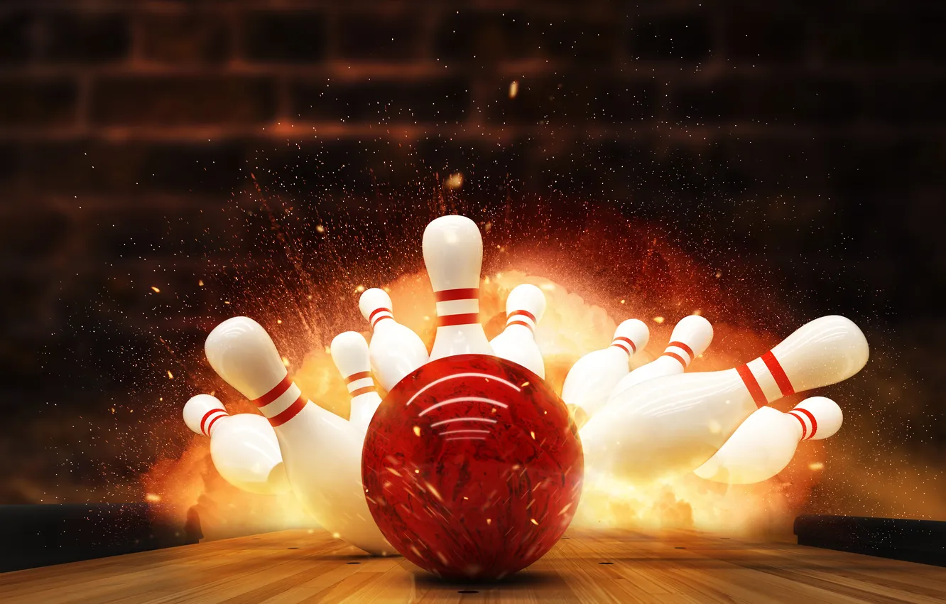 Photo wallpaper Concept, speed, impact, goal, ball, alley, strike, bowl