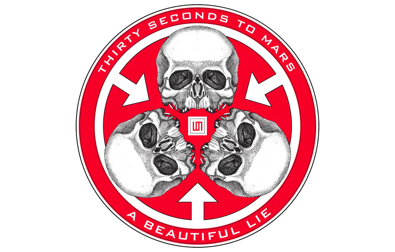 Photo wallpaper music, logo, group, white background, skull, emblem, 30 Seconds to Mars