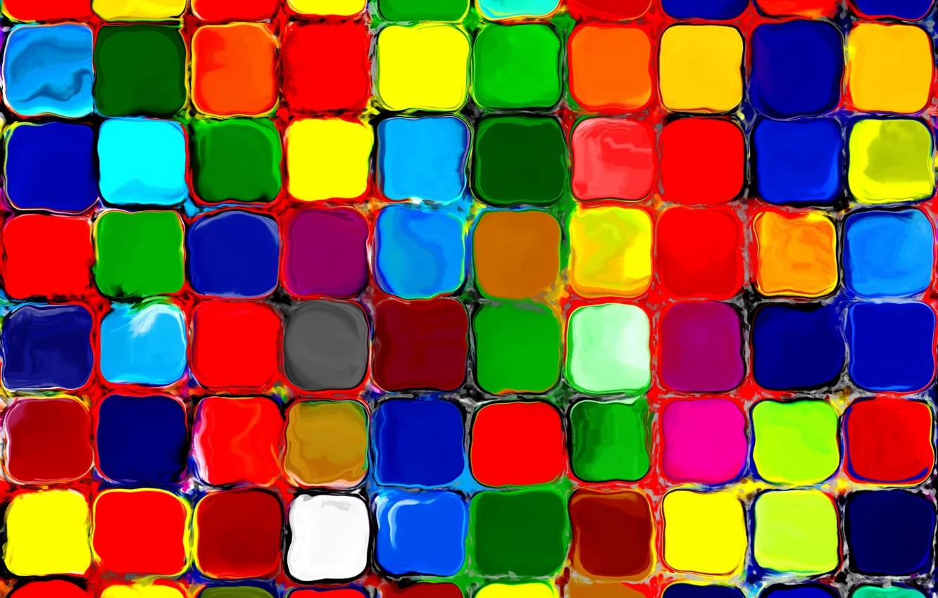 Photo wallpaper mosaic, tile, figure, colorful, watercolor, rainbow, painting, colorful