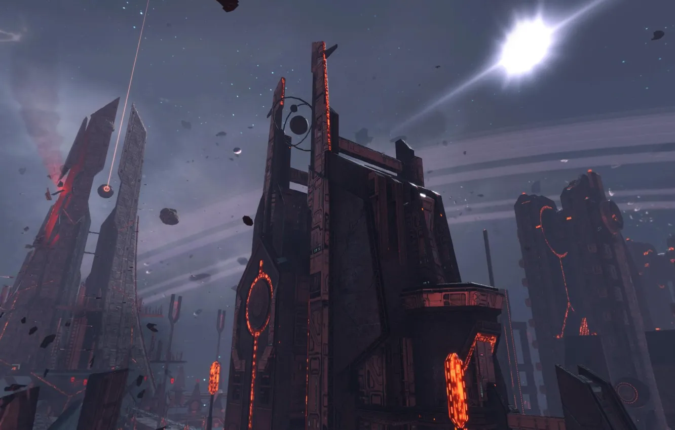 Photo wallpaper tower, construction, star conflict, Monolith Remains