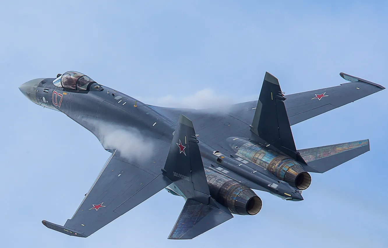 Photo wallpaper the sky, flight, fighter, Su-35, jet, multipurpose, super-maneuverable