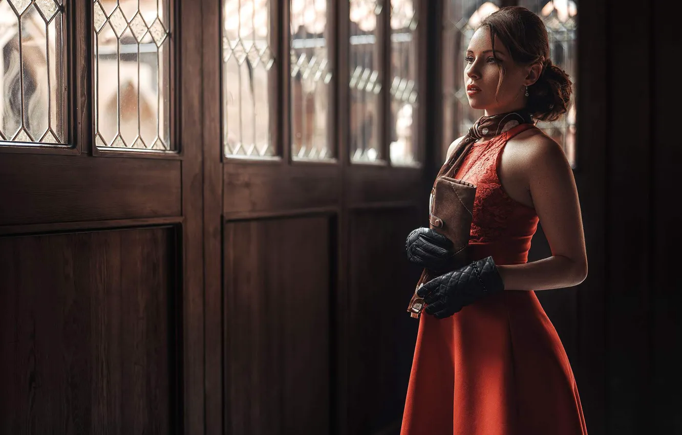 Photo wallpaper pose, style, model, portrait, makeup, dress, hairstyle, gloves