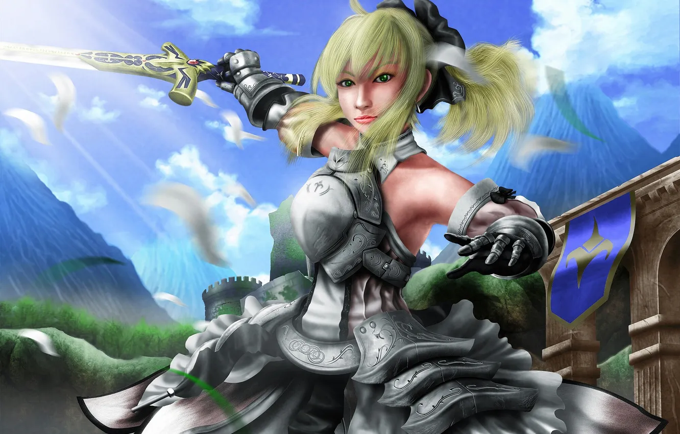 Photo wallpaper girl, sword, dress, stroke, Kalchuga