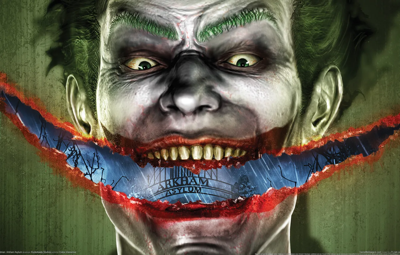 Photo wallpaper art, Batman, Joker, Arkham Asylum