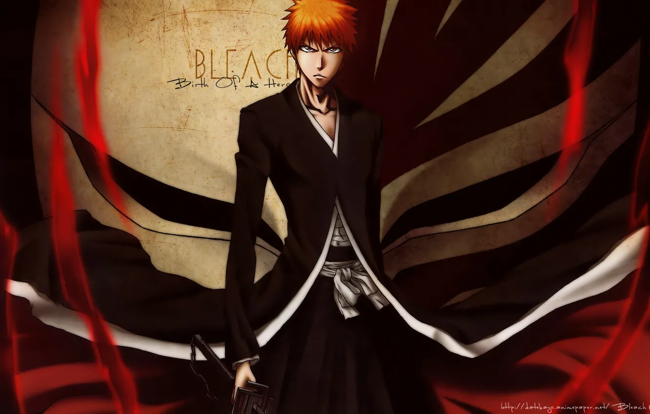 Photo wallpaper the inscription, anime, bleach, bankai, Ichigo Kurosaki