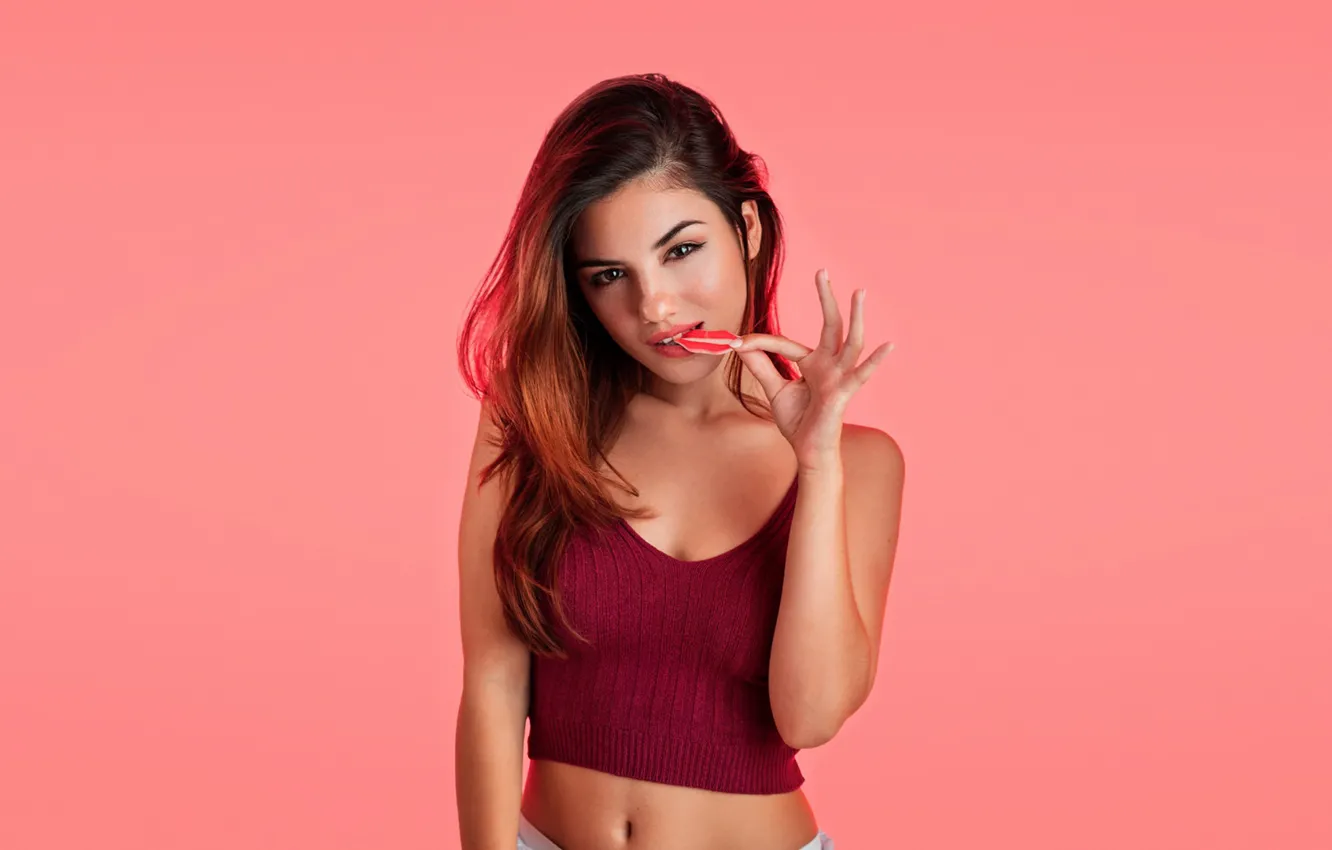 Photo wallpaper look, sexy, pose, background, portrait, makeup, hairstyle, brown hair