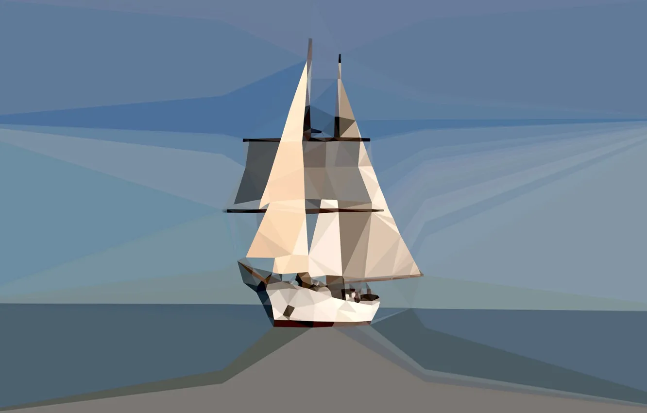 Photo wallpaper ship, sails, geometry, figure