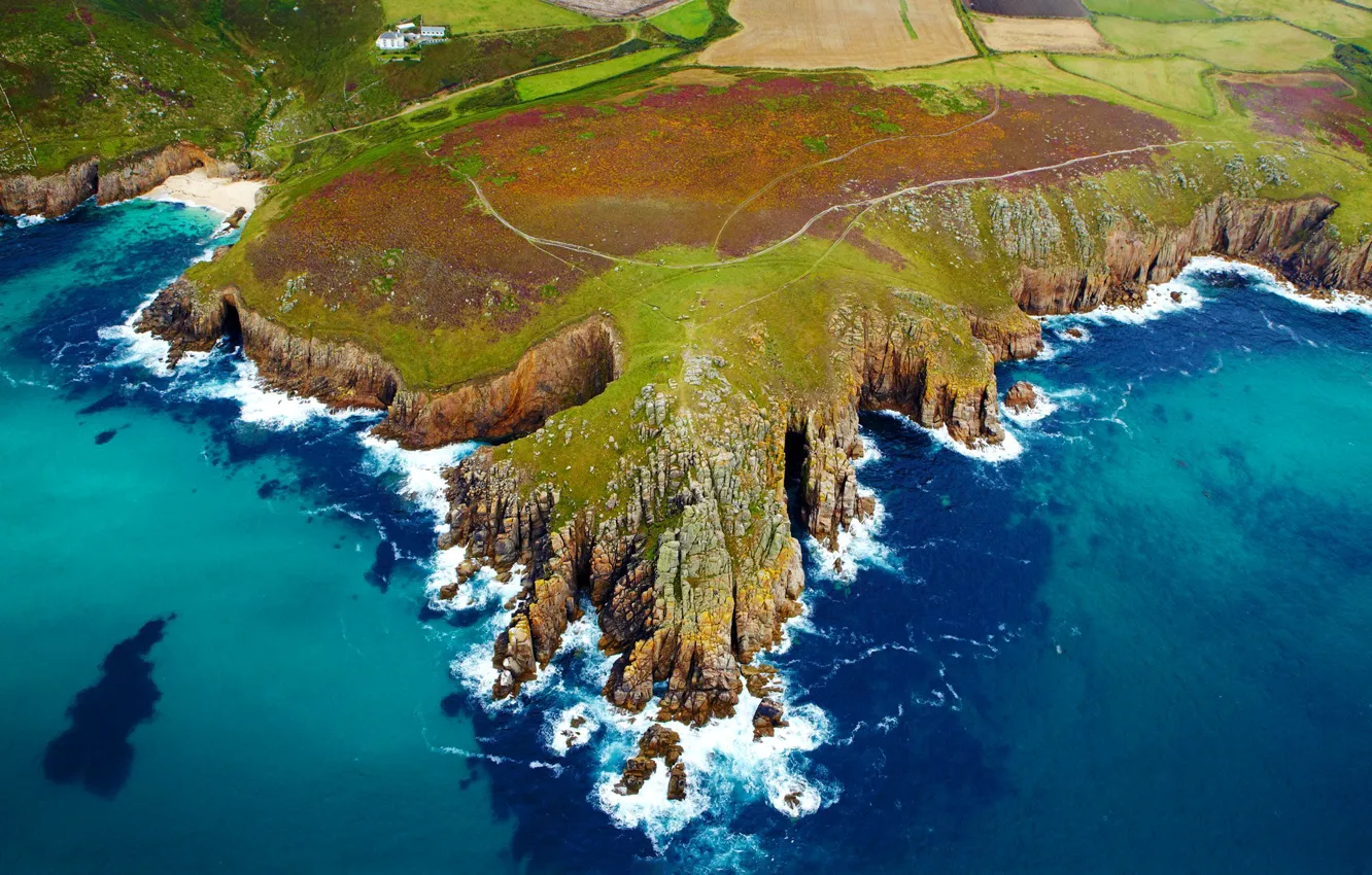 Photo wallpaper sea, coast, England, Cape, Cornwall