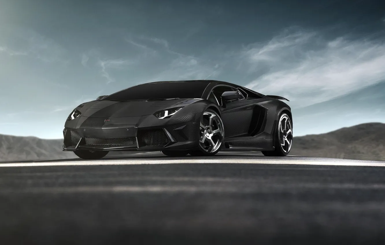 Photo wallpaper black, carbon, Supercar, lambogini aventador