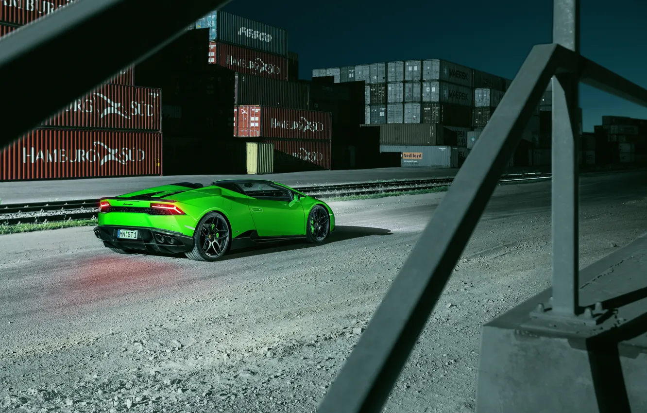 Photo wallpaper car, auto, green, Wallpaper, Lamborghini, Spyder, wallpapers, back
