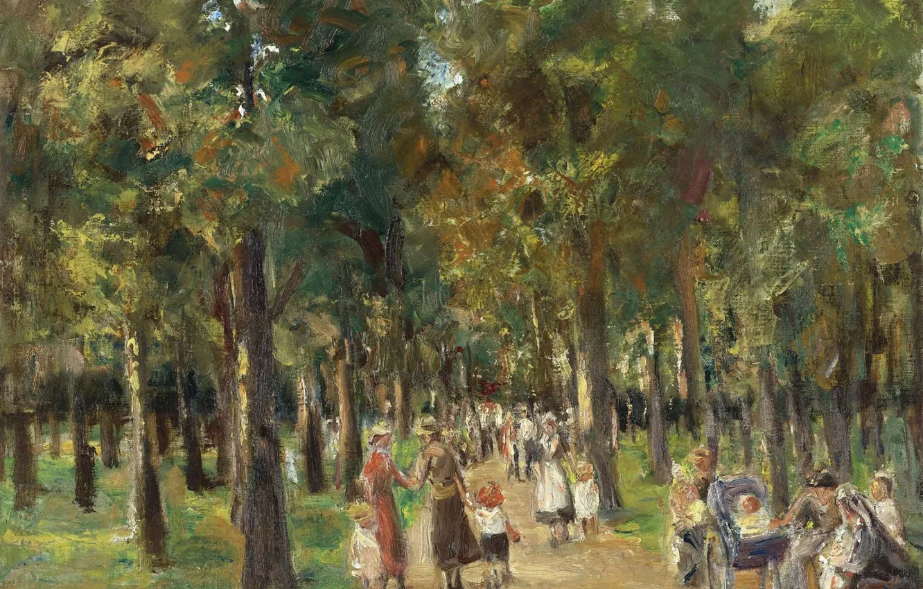 Photo wallpaper landscape, picture, 1925, Max Liebermann, Max Liebermann, Walking in the Tiergarten