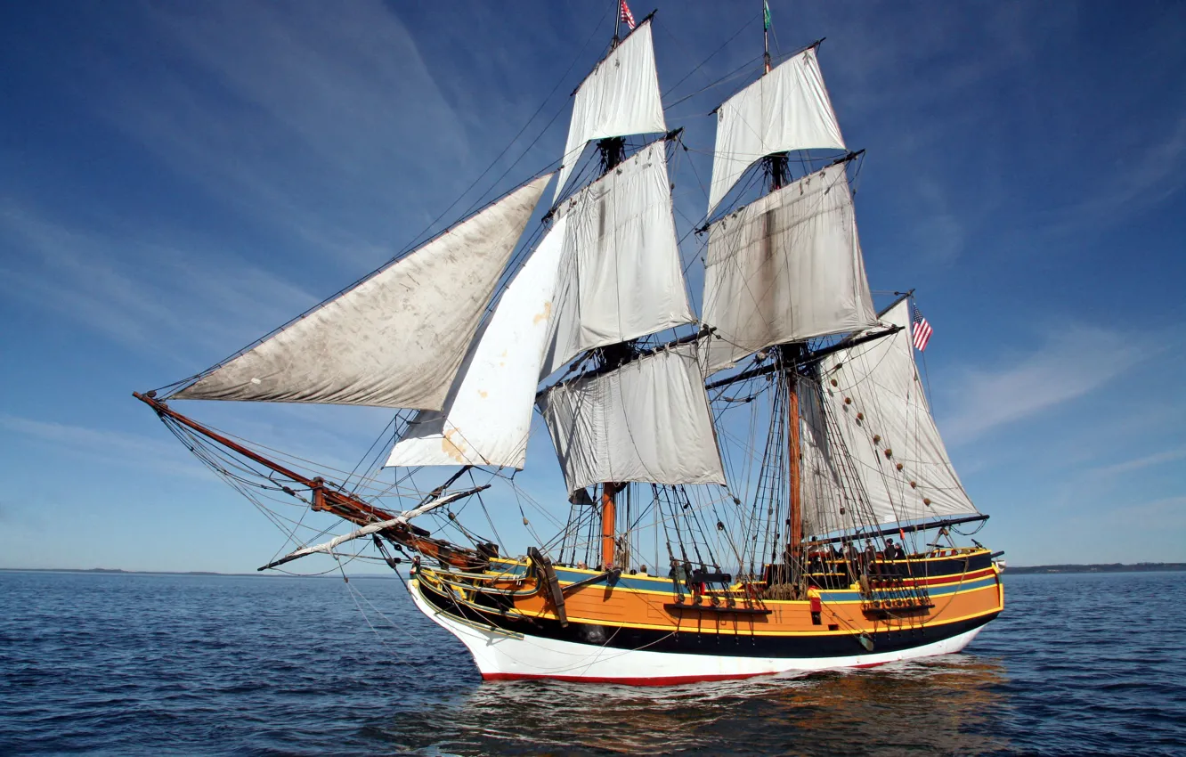 Photo wallpaper sea, ship, sailboat, sails