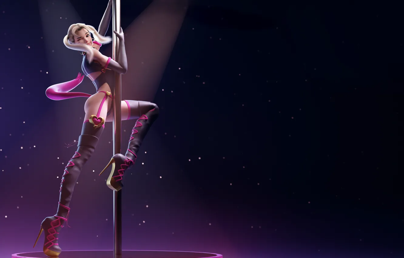 Photo wallpaper hair, blonde, nice, Overwatch, D.Va, stripper
