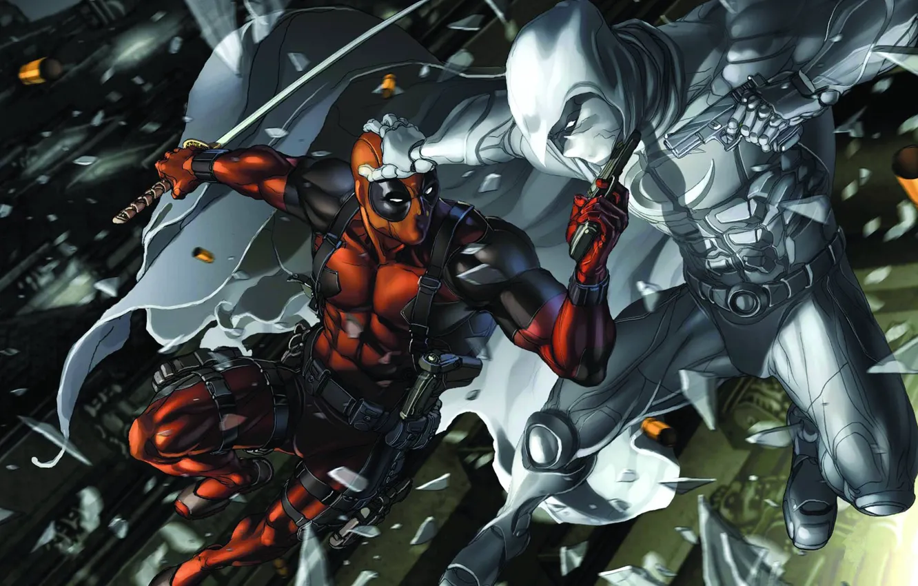 Photo wallpaper gun, art, Deadpool, Marvel, Wade Wilson, THE MOON KNIGHT