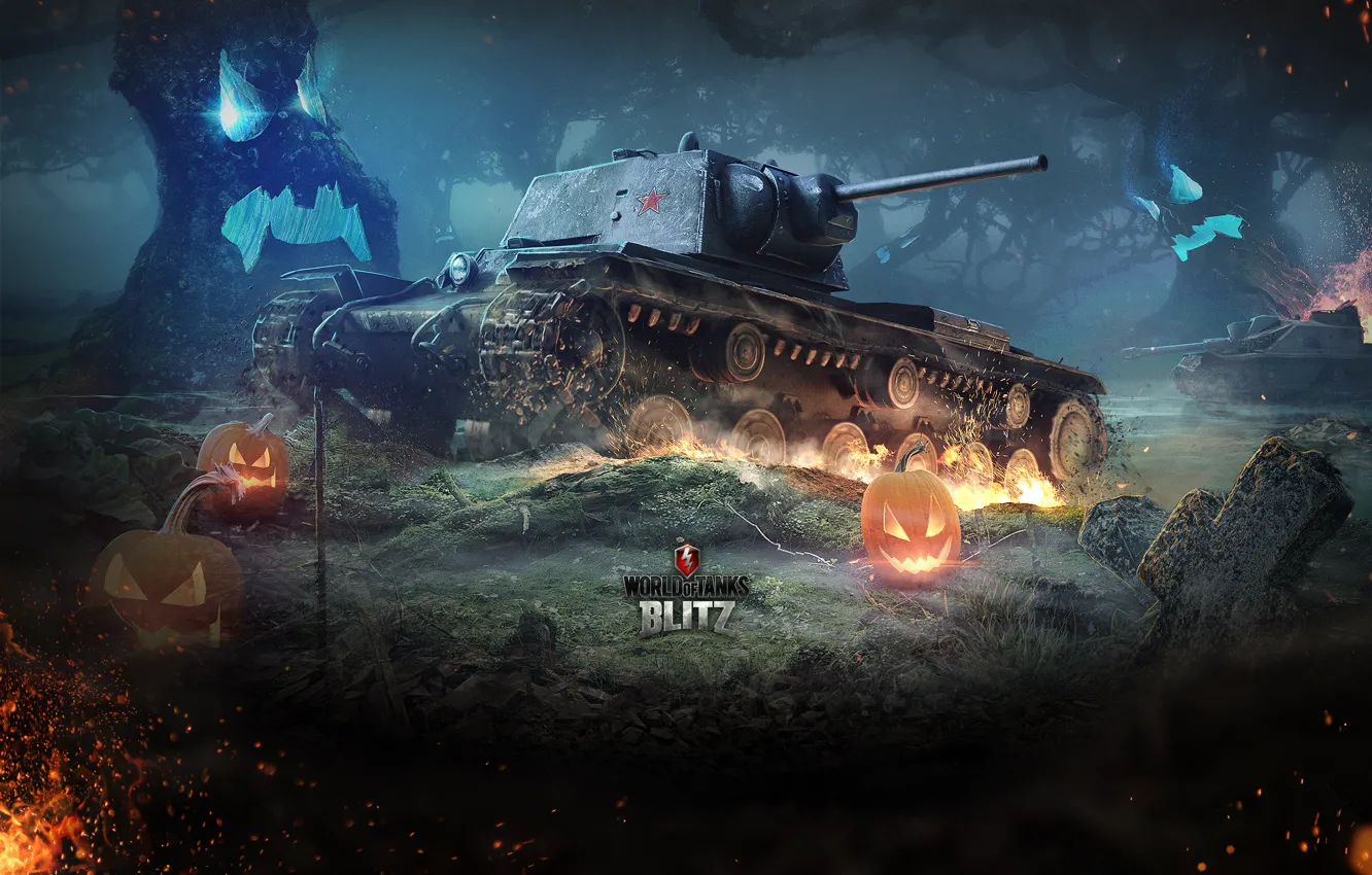 Photo wallpaper Halloween, USSR, World of Tanks, World Of Tanks, KV-1, Wargaming Net, Heavy Tank, WoTB