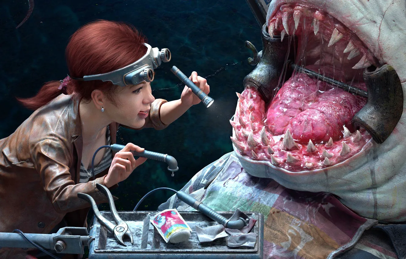 Photo wallpaper teeth, dentist, art, monster