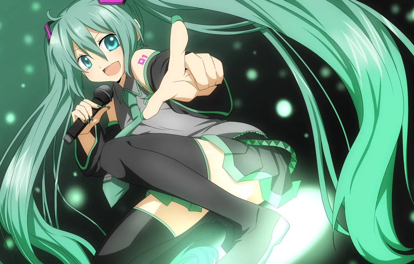 Photo wallpaper girl, art, microphone, vocaloid, hatsune miku, Vocaloid, rumia, compacthuman