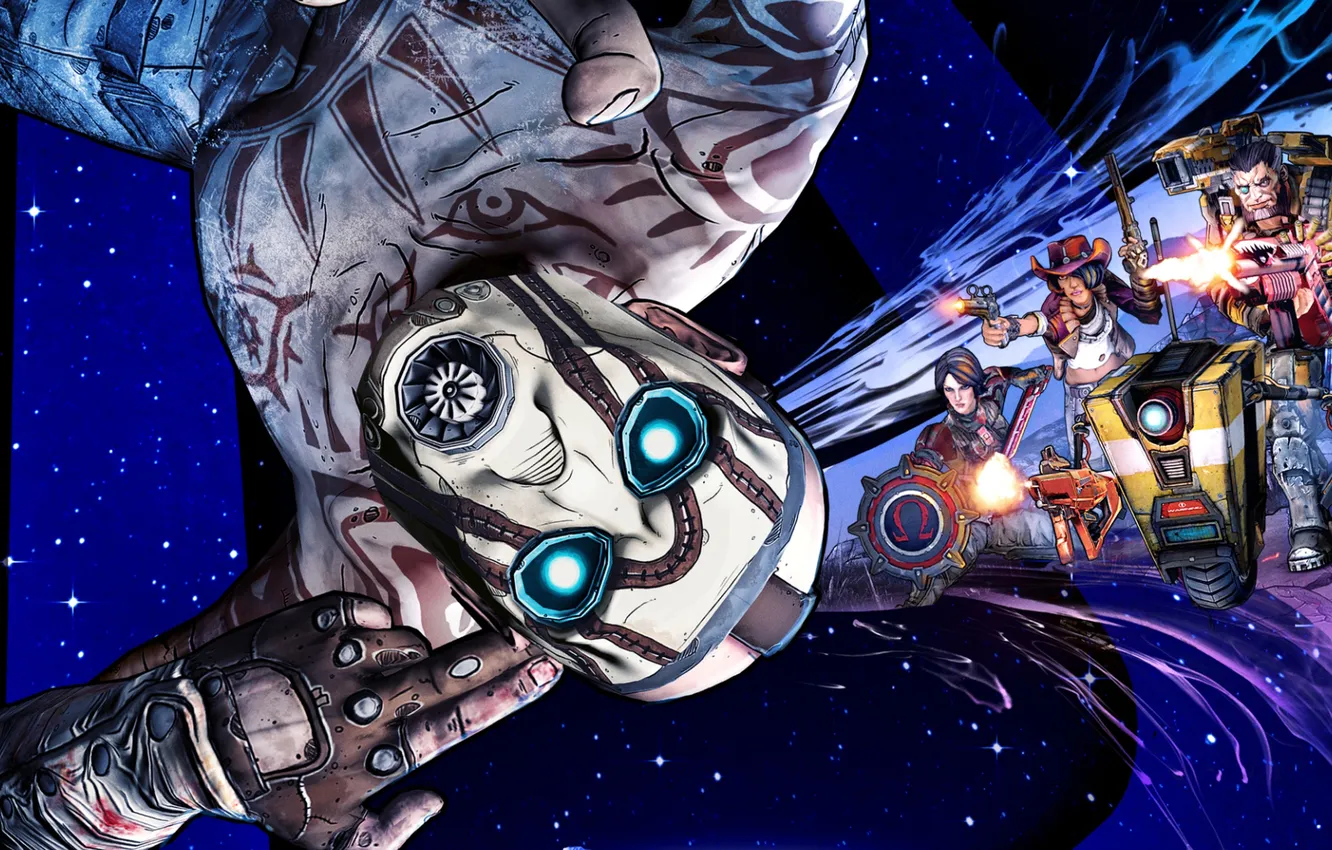 Photo wallpaper stars, weapons, robot, mask, soldiers, tattoo, team, fighter