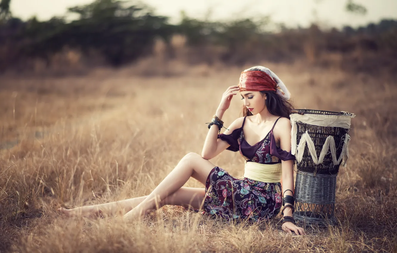 Photo wallpaper girl, pose, Asian