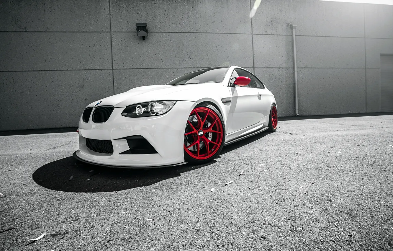 Photo wallpaper white, BMW, BMW, white, E92, frontside