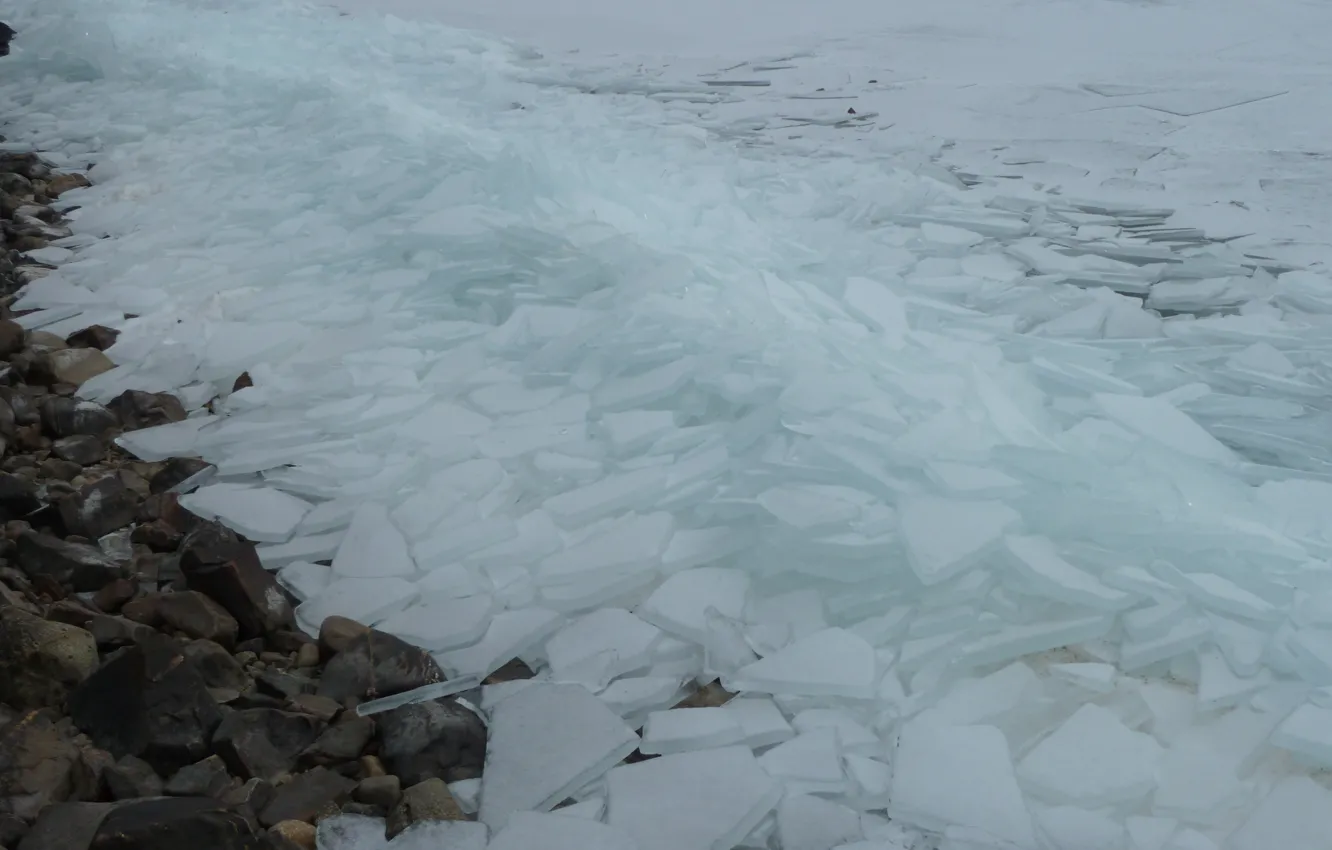 Photo wallpaper ice, winter, lake, ontario, nipissing, fracture