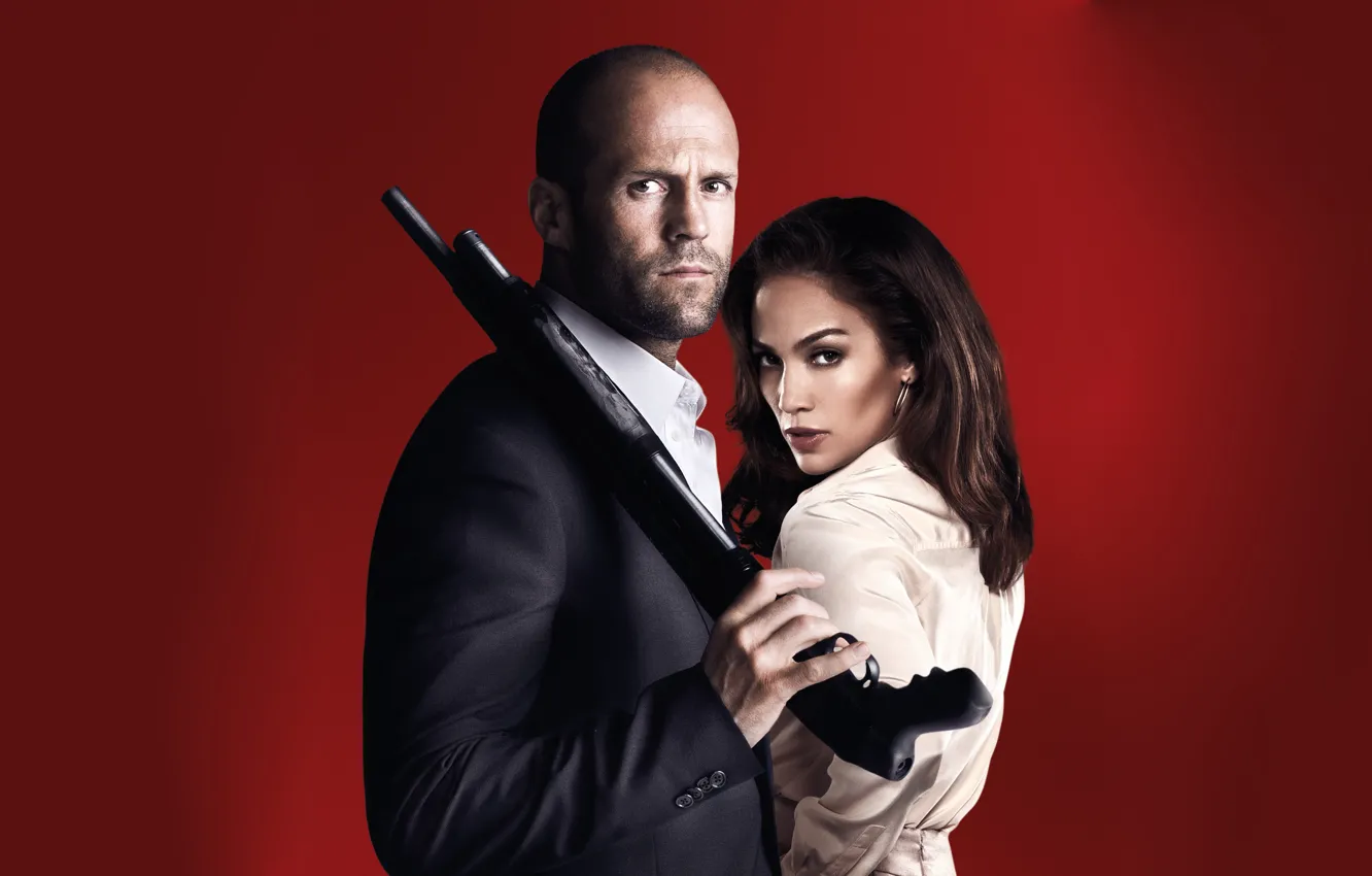 Photo wallpaper pose, weapons, Jennifer Lopez, Parker, Jason Statham, Jennifer Lopez, Parker, Jason Statham