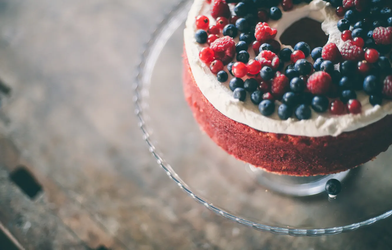 Photo wallpaper berries, background, cake