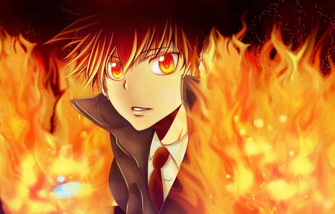 Photo wallpaper look, fire, flame, gloves, boss, teacher mafia reborn!, tutor Hitman reborn!, the clams