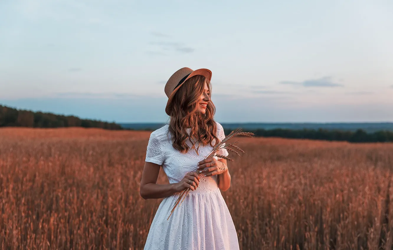 Photo wallpaper girl, hat, dress, Alena Fadeeva, Tatiana Golygina