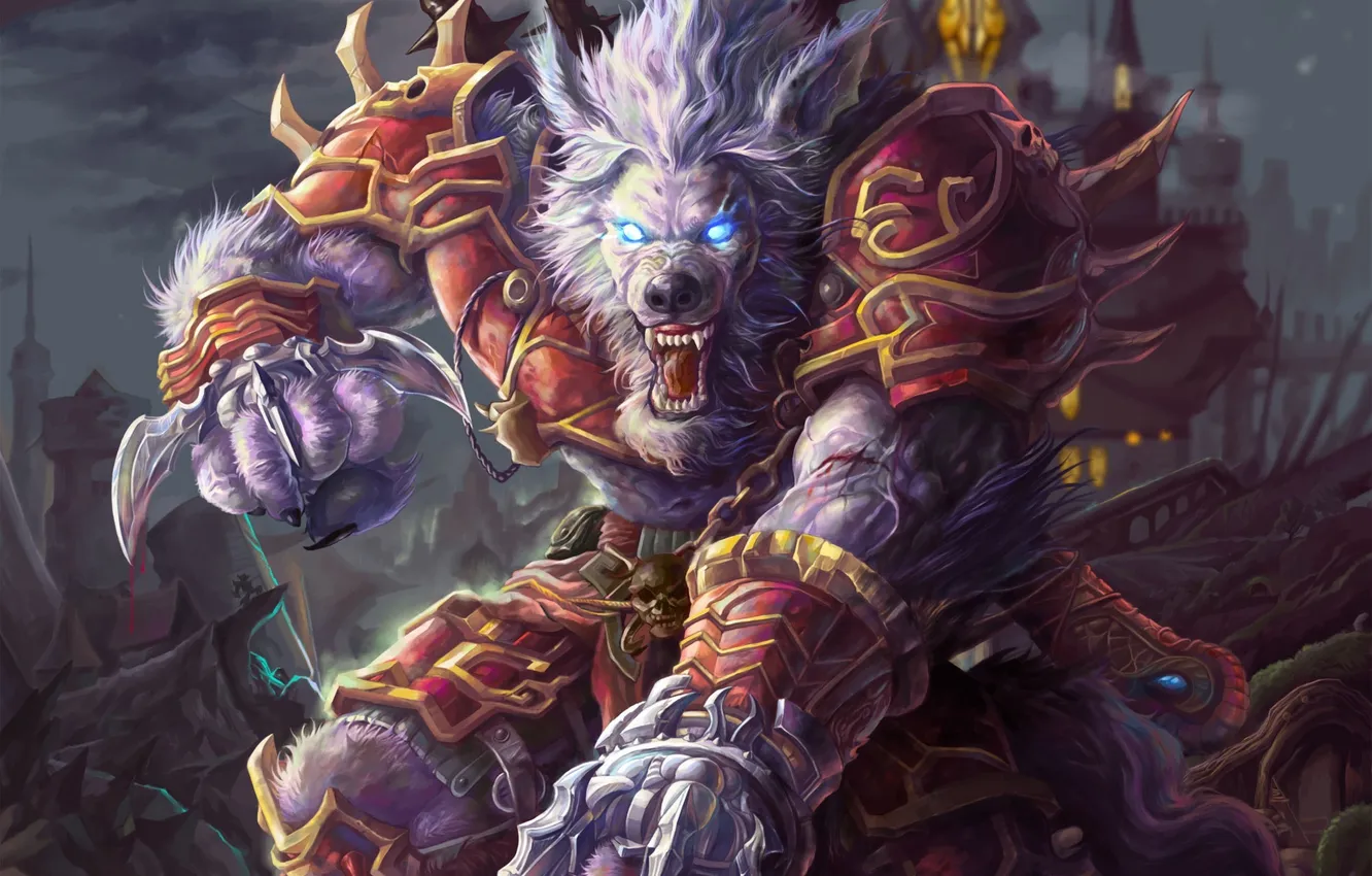 Photo wallpaper face, armor, art, mouth, World of Warcraft, wow, Worgen