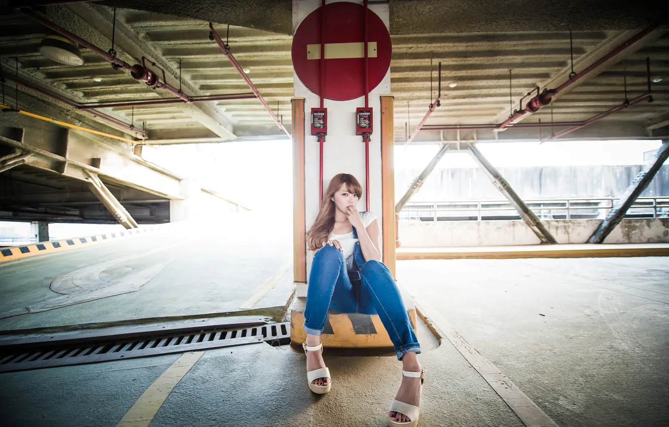 Photo wallpaper girl, sign, Asian