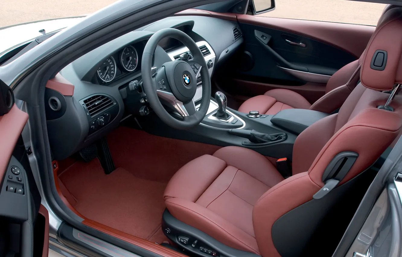 Photo wallpaper BMW, the wheel, salon, 6-Series