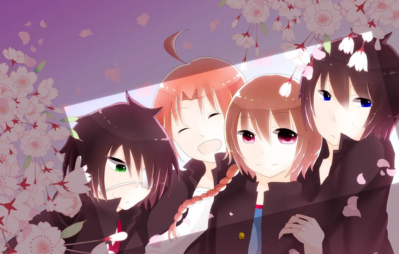 Photo wallpaper flowers, children, boy