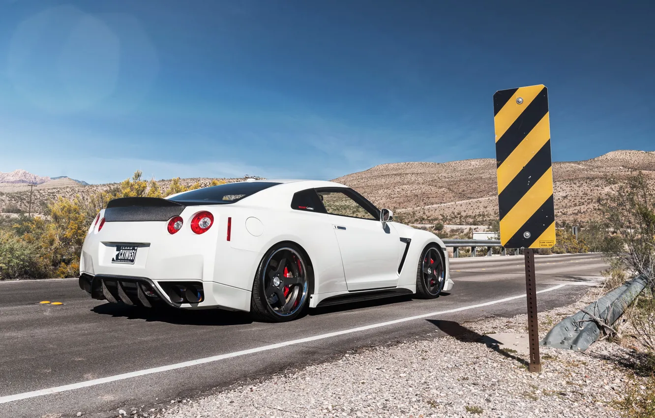 Photo wallpaper sign, tuning, back, Nissan, nissan gtr