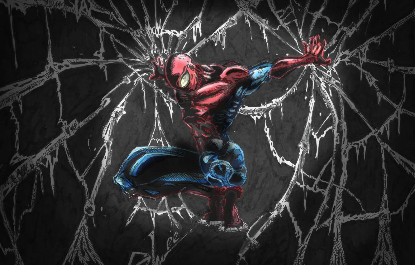 Photo wallpaper the darkness, spider man, web, peter parker