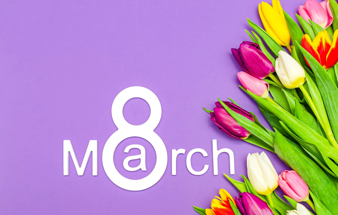 Photo wallpaper flowers, colorful, figure, tulips, happy, March 8, flowers, tulips