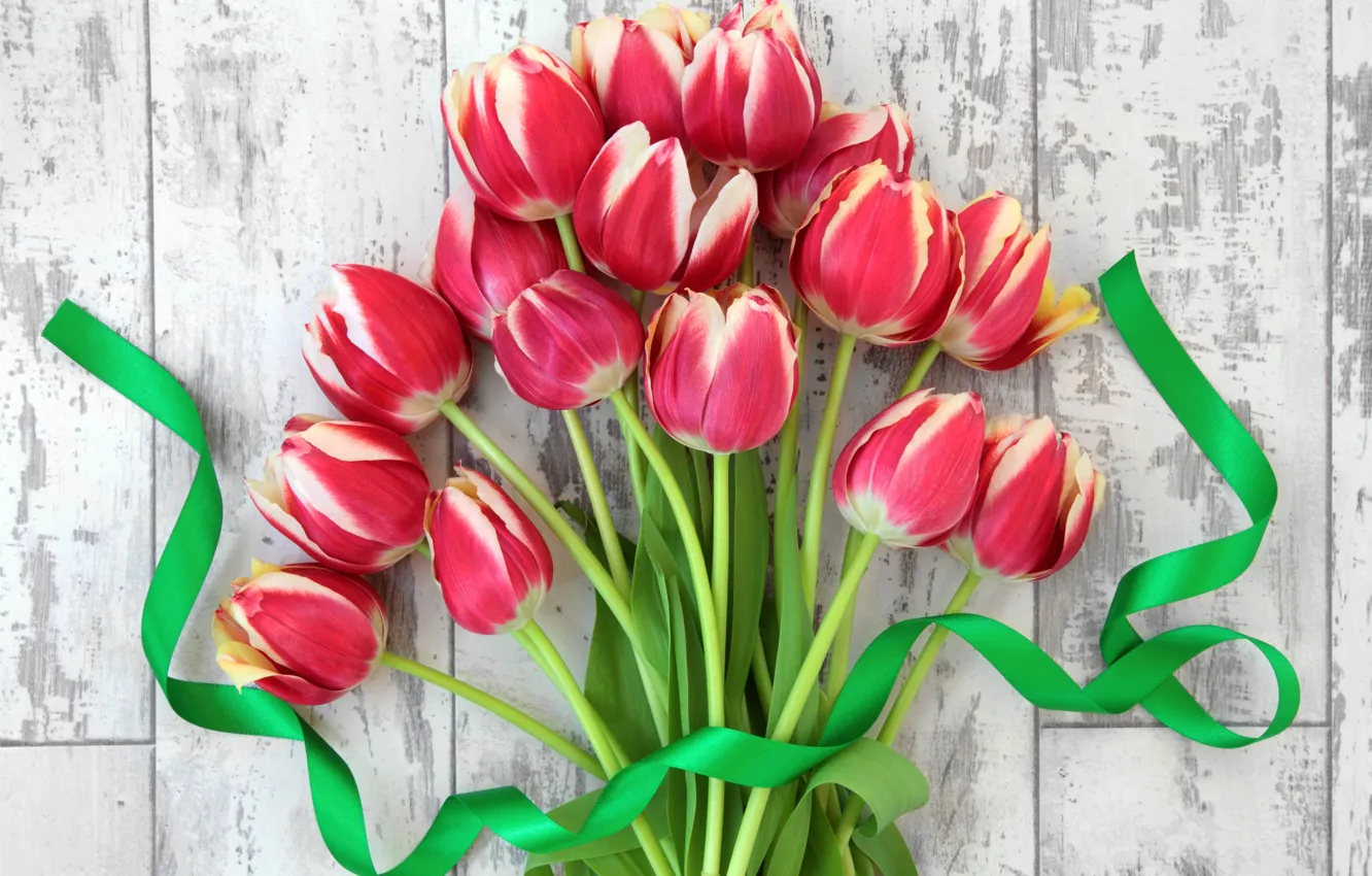 Photo wallpaper flowers, bouquet, tape, tulips, fresh, flowers, tulips
