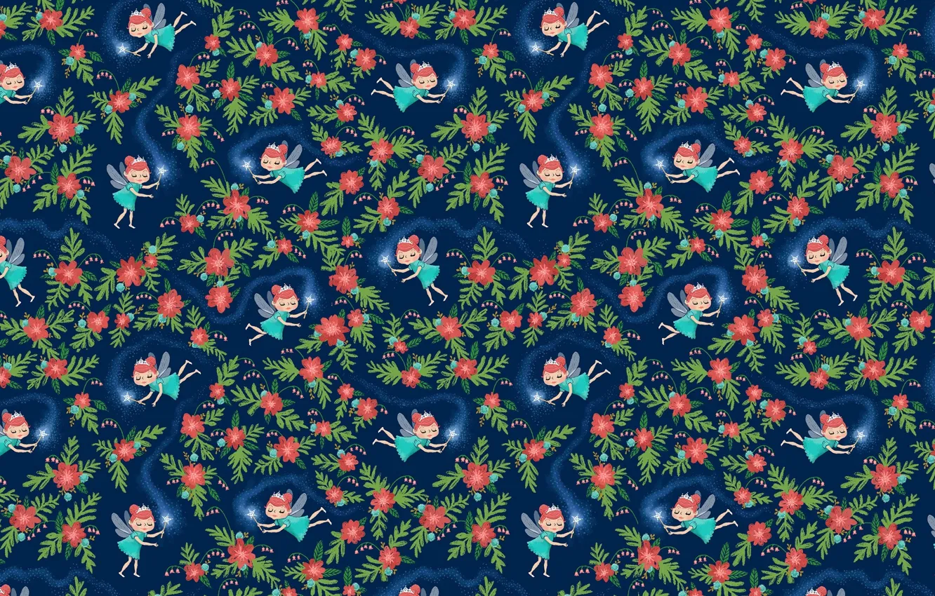 Photo wallpaper flowers, magic, texture, art, children's, fairy