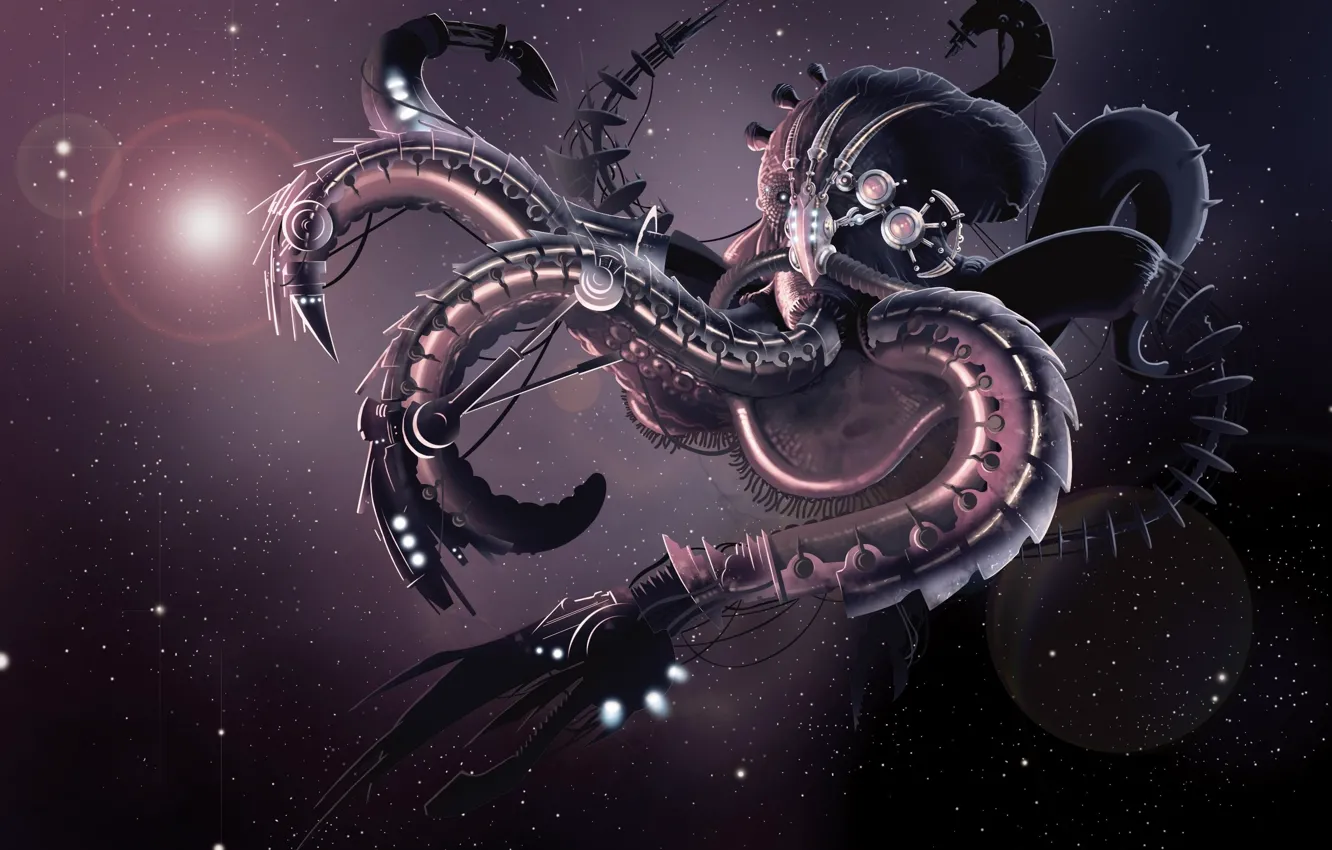 Photo wallpaper fiction, robot, art, octopus