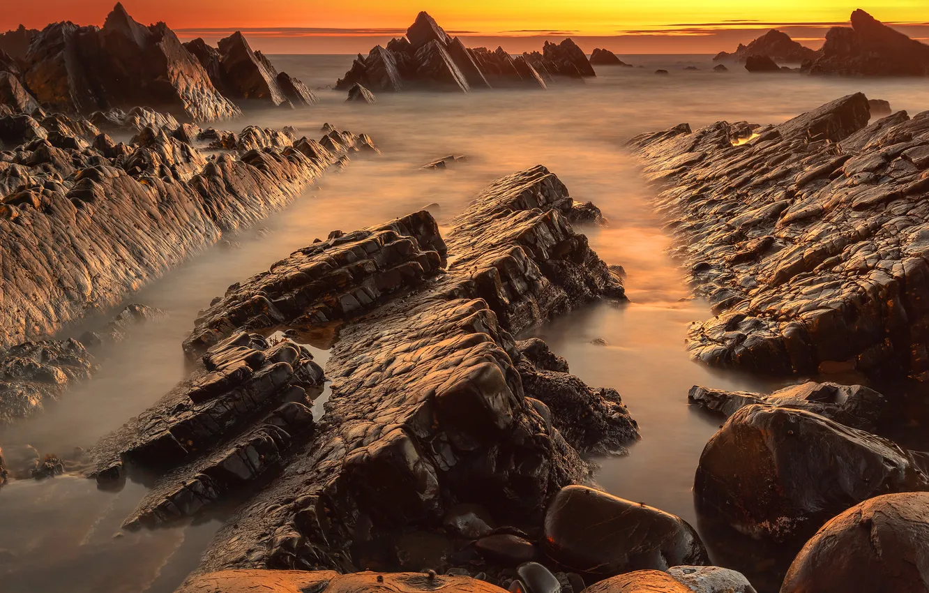 Photo wallpaper sea, landscape, rocks