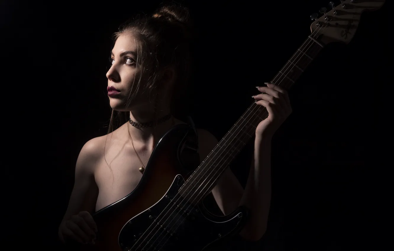 Photo wallpaper girl, guitar, Emilie Grungie
