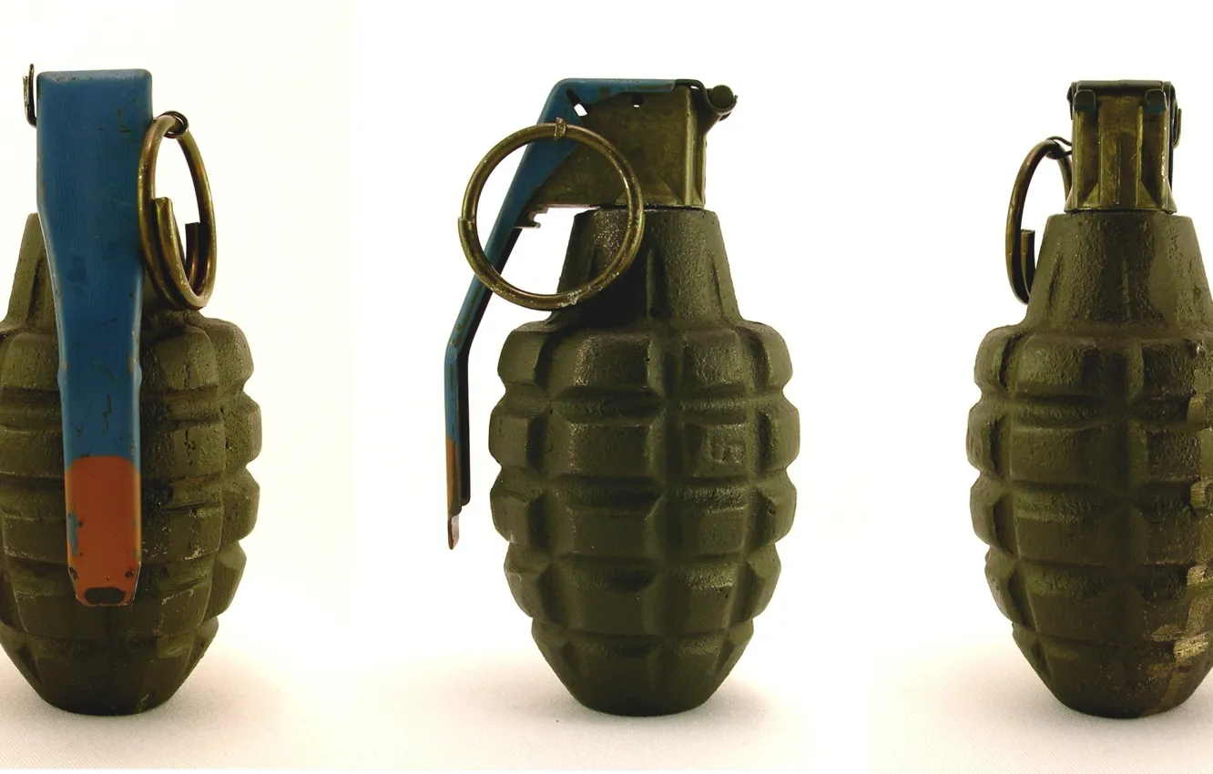 Photo wallpaper ordnance, Mk2, grenade, fragmentation grenade, Grenade Mk2, Three different angles, hand grenade, military item