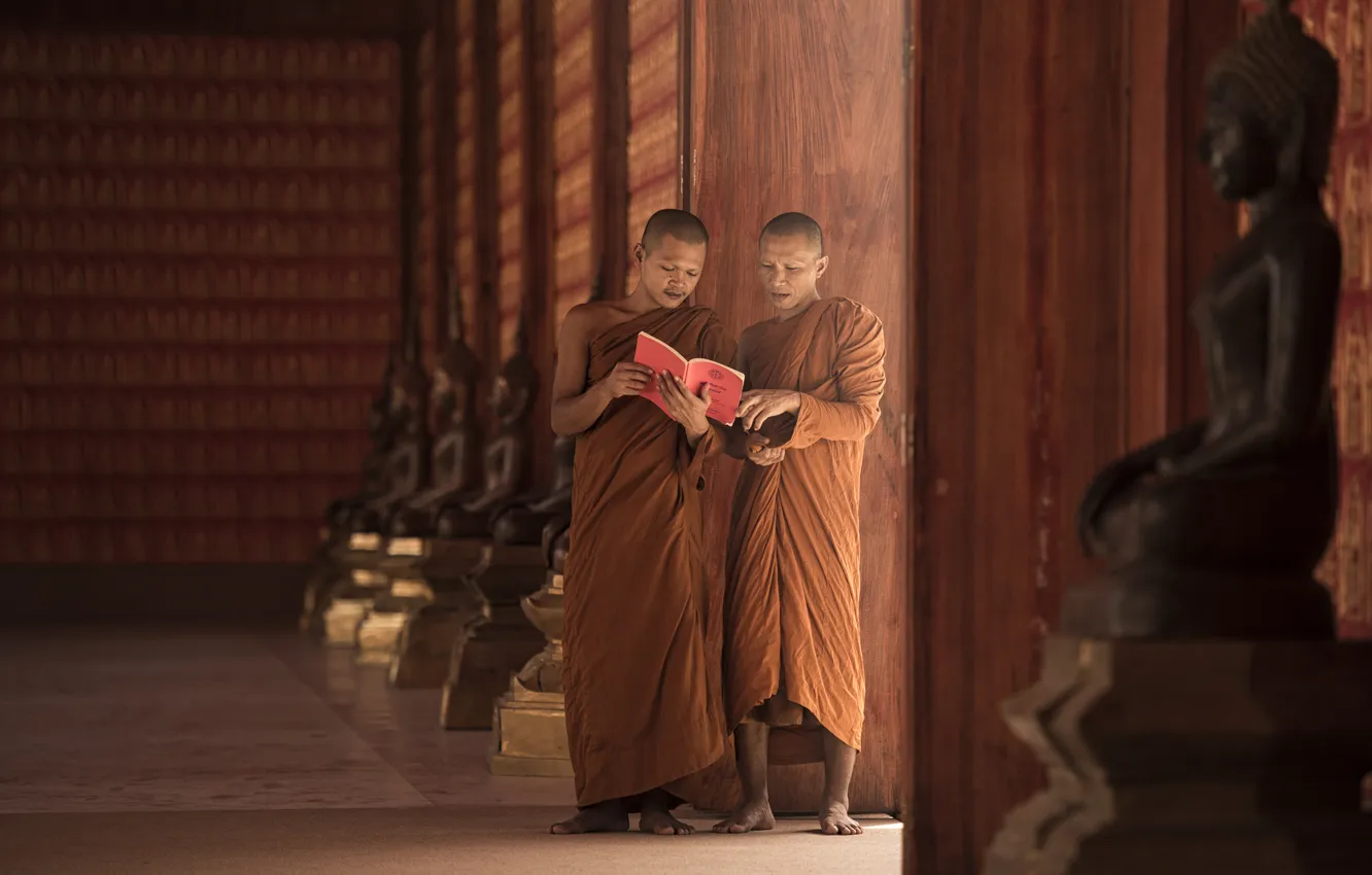 Photo wallpaper nature, boy, asian, monk